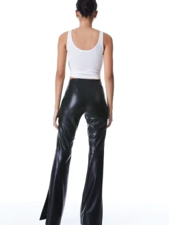TEENY VEGAN LEATHER SIDE SLIT PANT