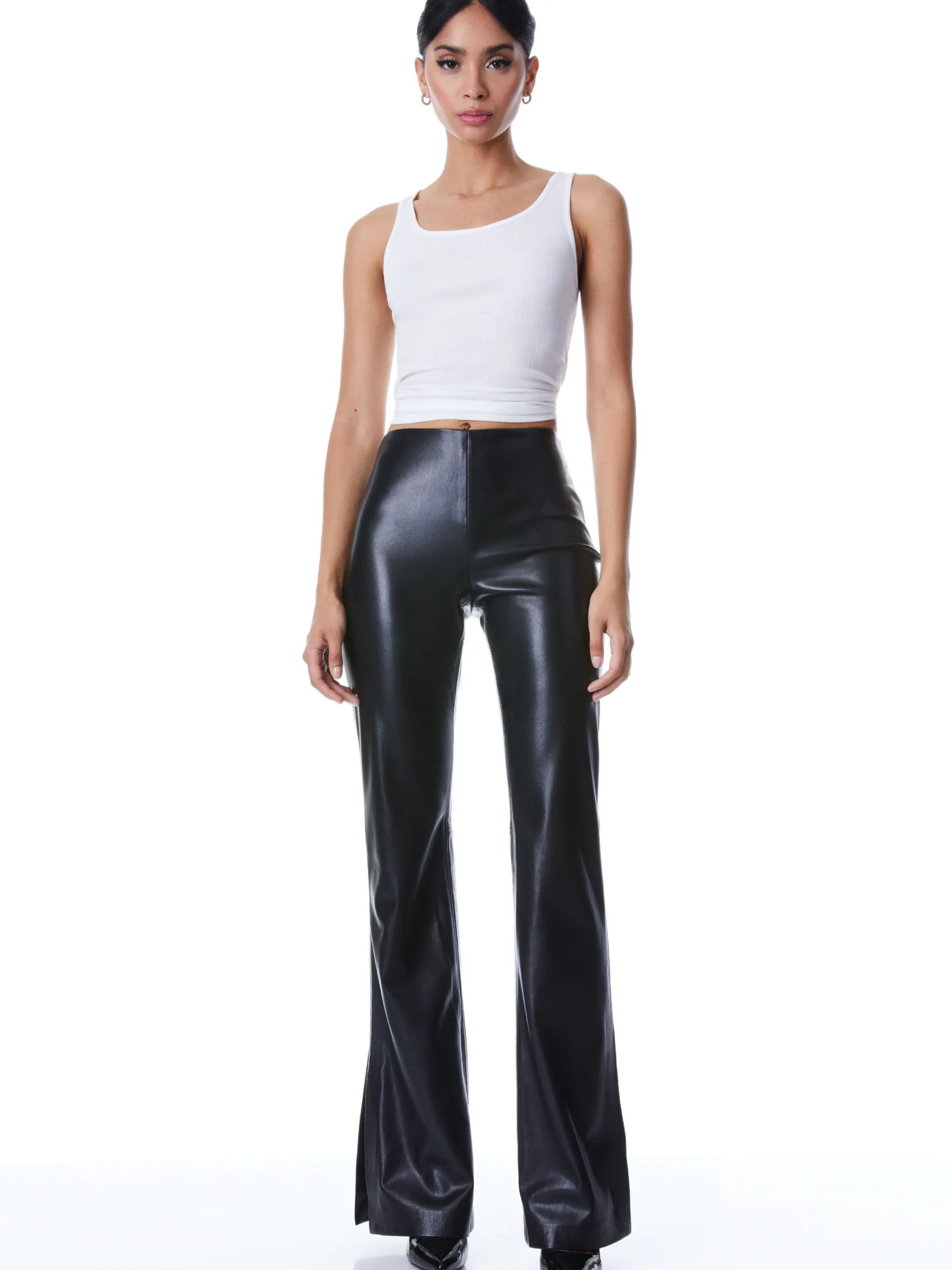 TEENY VEGAN LEATHER SIDE SLIT PANT