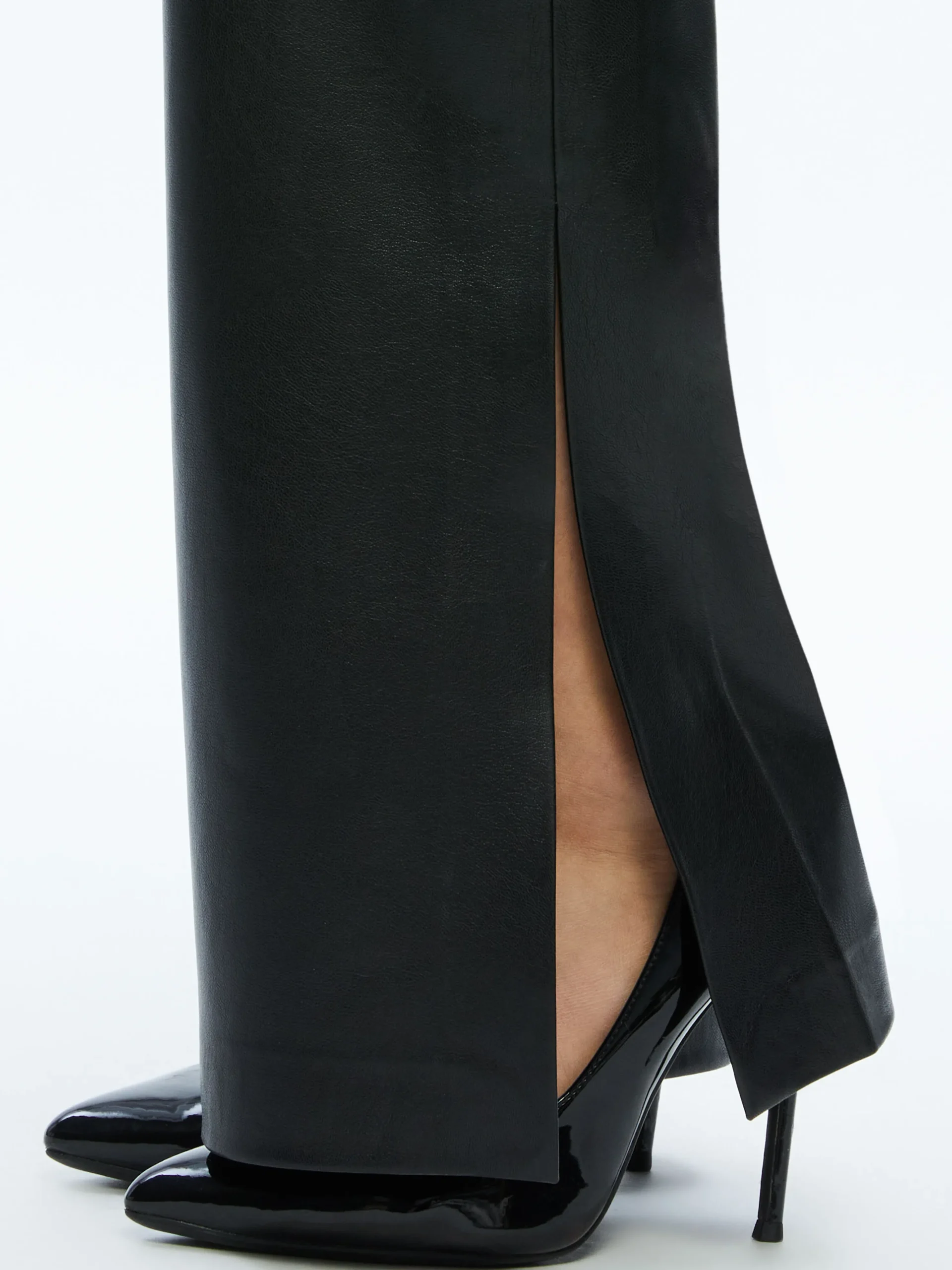 TINA VEGAN LEATHER SPLIT HEM PANT