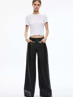 TRISH VEGAN LEATHER WIDE LEG PANT