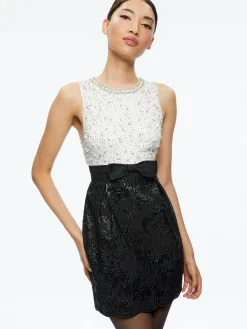 TRUE EMBELLISHED BODICE MINI DRESS