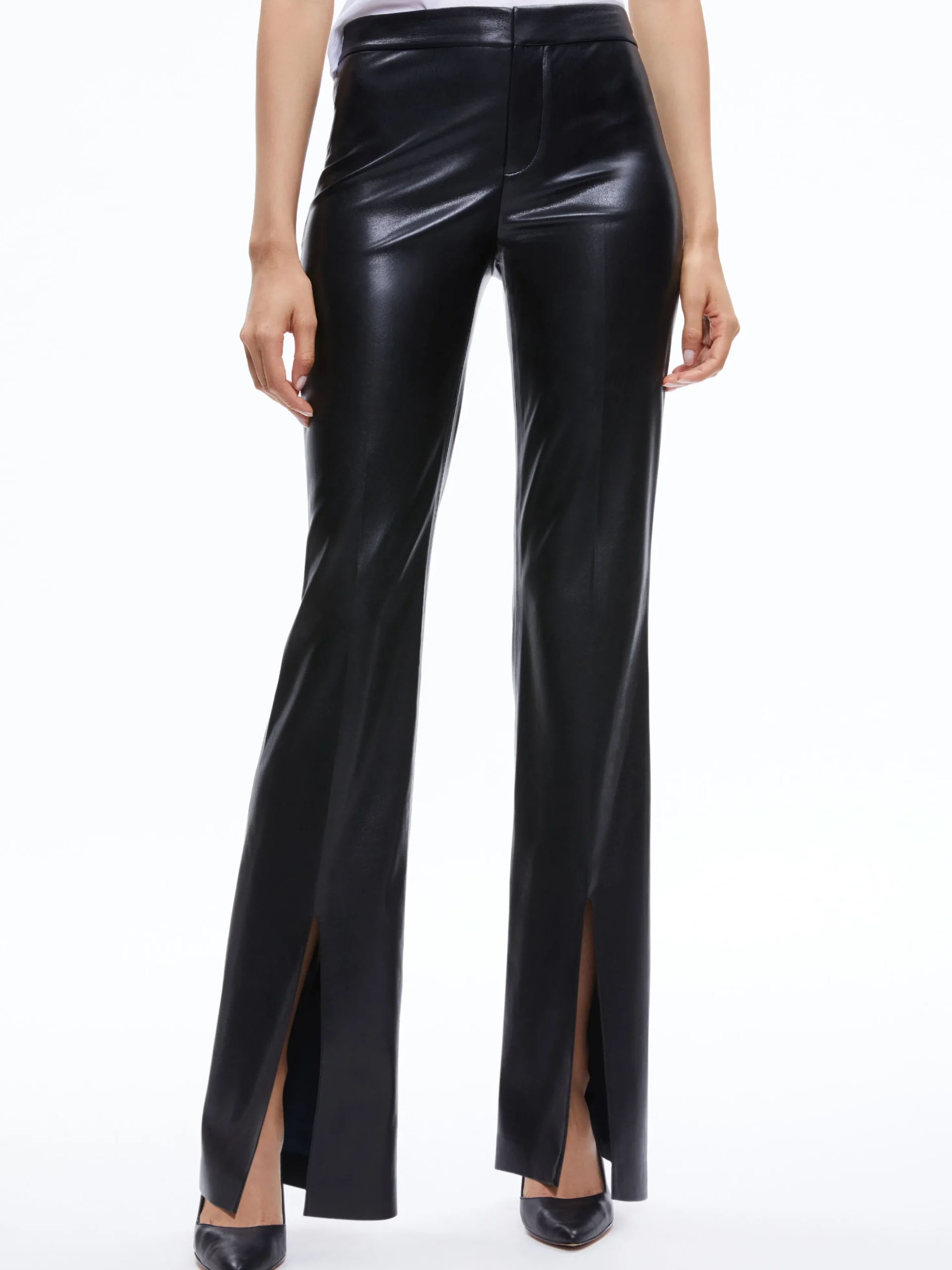 WALKER VEGAN LEATHER FRONT SLIT PANT