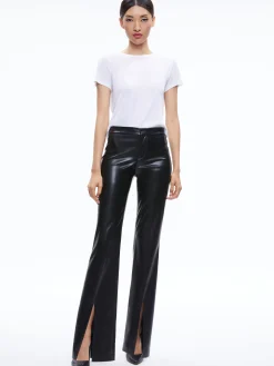 WALKER VEGAN LEATHER FRONT SLIT PANT