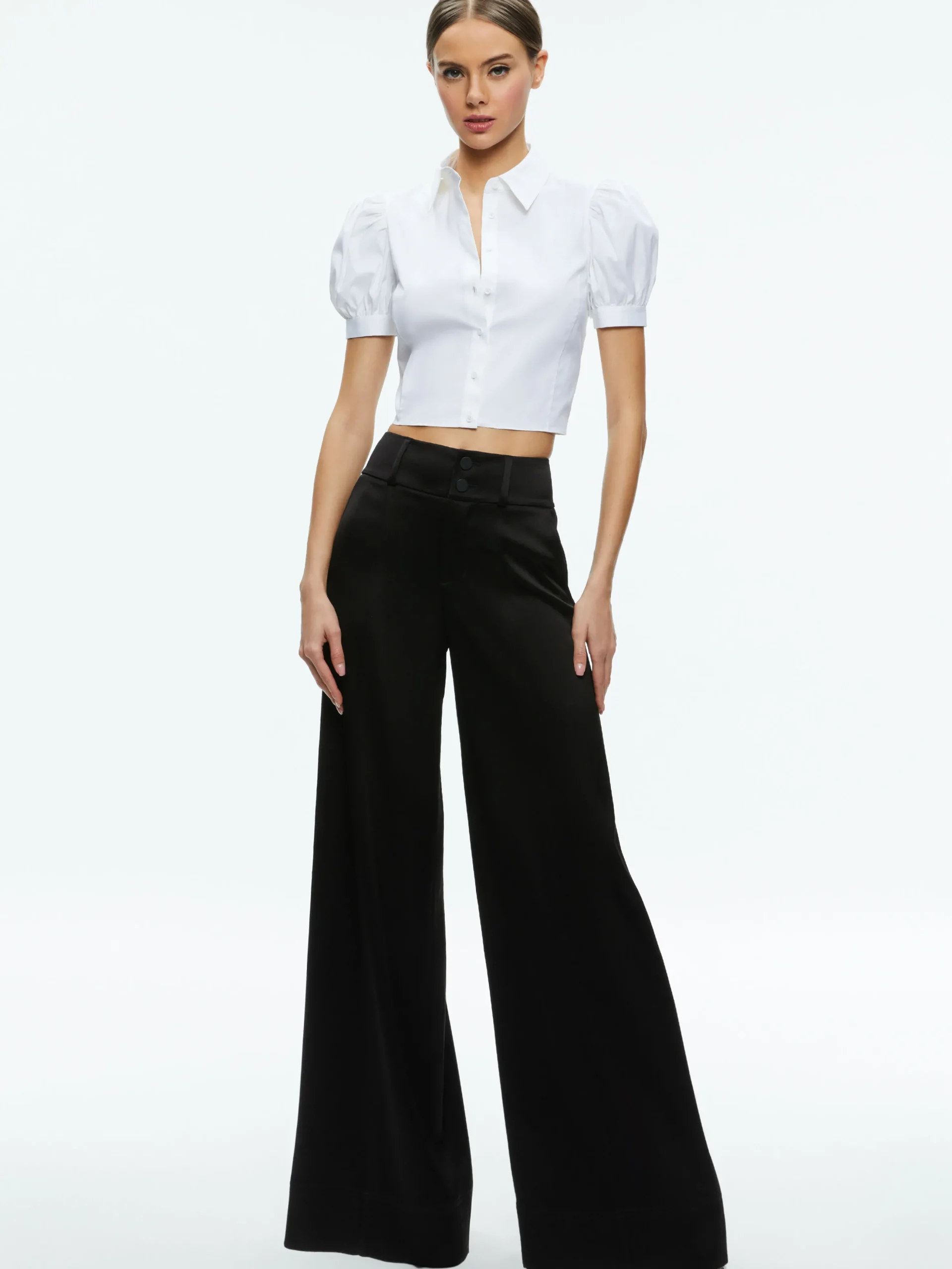 WILLA CROPPED PUFF SLEEVE BUTTON DOWN