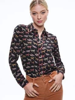 WILLA PLACKET TOP WITH PIPING