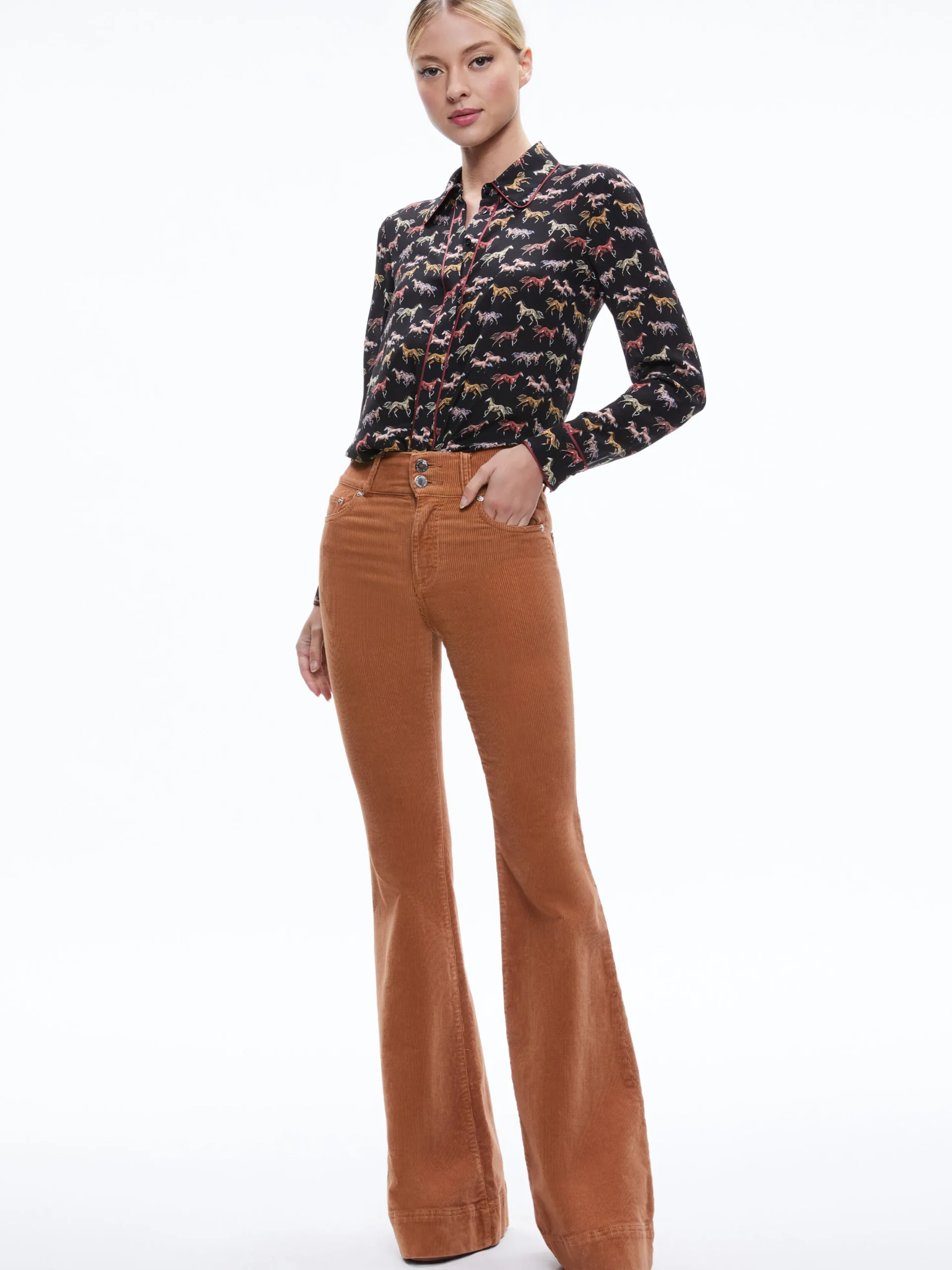 WILLA PLACKET TOP WITH PIPING