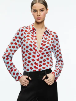 WILLA PLACKET TOP WITH PIPING