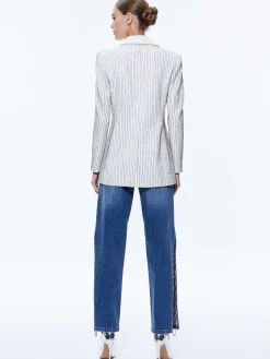 YONA PINSTRIPE EMBELLISHED BLAZER