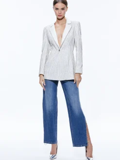 YONA PINSTRIPE EMBELLISHED BLAZER