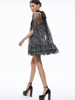 ZENON SEQUIN CAPE MINI DRESS