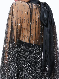 ZENON SEQUIN CAPE MINI DRESS