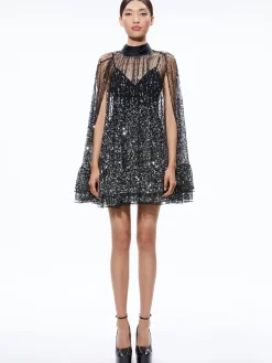 ZENON SEQUIN CAPE MINI DRESS
