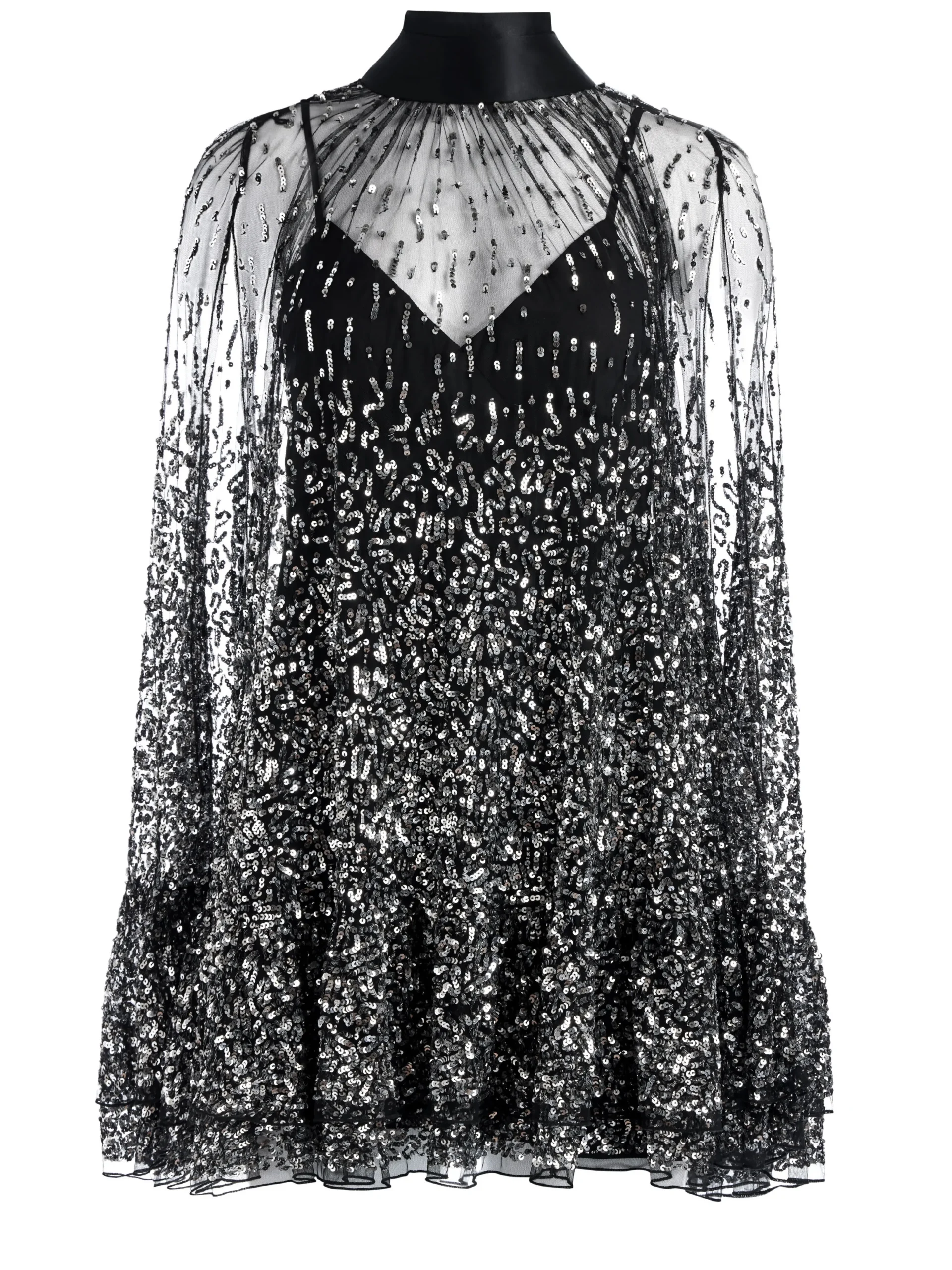 ZENON SEQUIN CAPE MINI DRESS